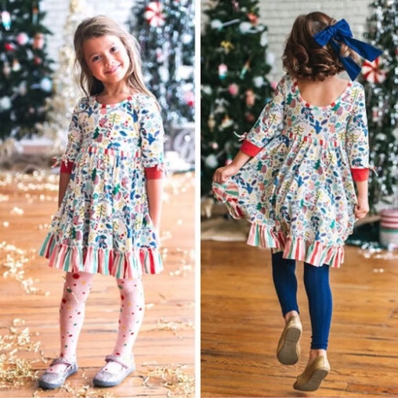 Wildflowers girls 6 Best Day Ever Merry Merry Holiday Dress! Can wear as tunic! - Picture 1 of 10